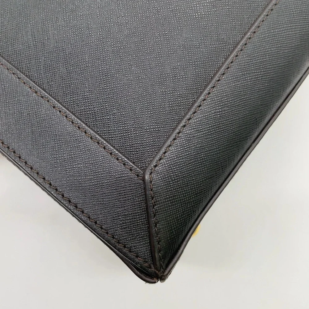 Authentic MCM Gold Hardware Leather Black 2Way Bag with crossbody strap - Picture 9 of 17